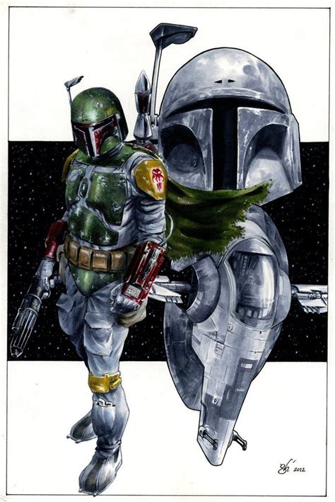 A Drawing Of A Boba Fett From The Star Wars