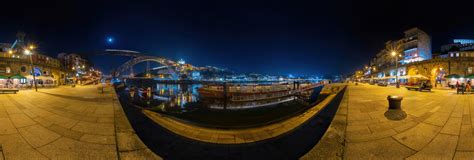 Porto Cais Da Ribeira By Night 360 Panorama | 360Cities