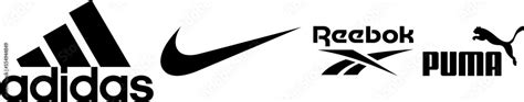 Adidas Sportswear shoe brands logo set. Nike, Reebok, Puma sport ...