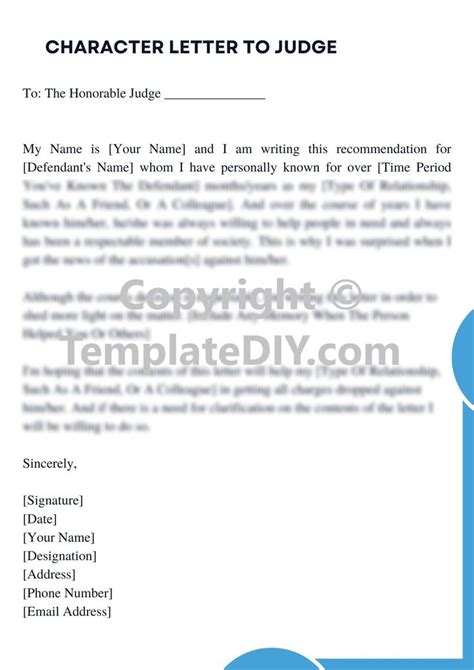 Character Letter To Judge Sample Template In Pdf Word Letter To Judge Character Letters