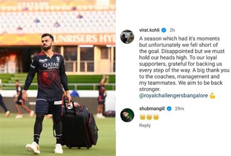 Ipl 2023 Shubman Gill Reply To Virat Kohli Thank You Rcb Post Will