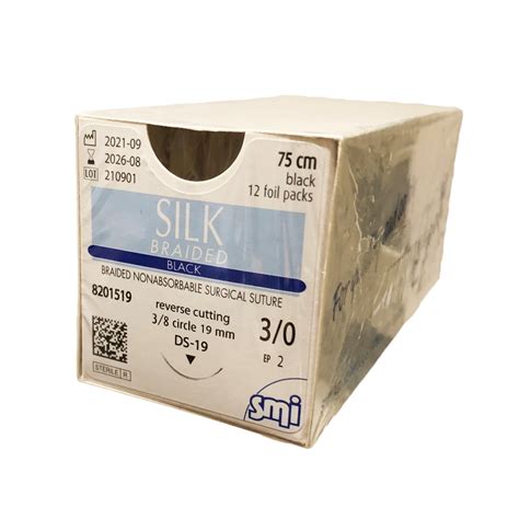 Smi Sterile Non Absorbable Silk Braided Suture With Mm Needle