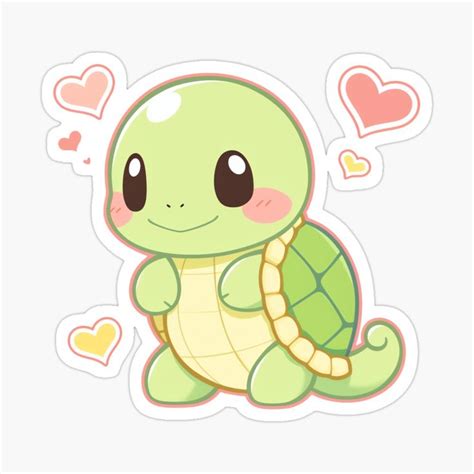 Cute Kawaii Turtle with Hearts by CozyKawaiiArt | Redbubble | Cute ...