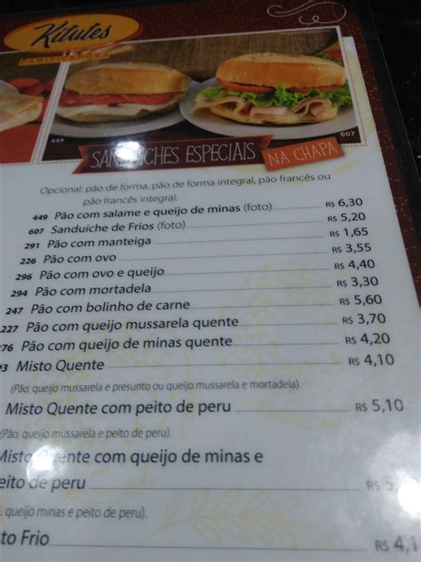 Menu Em Kitutes Panificadora E Confeitaria Restaurante Curitiba