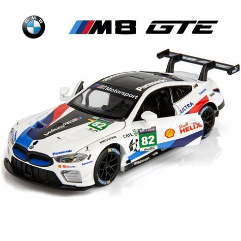 132 Bmw M8 Gte Racing Sound And Light Pull Back Metal Toy Vehicles Die