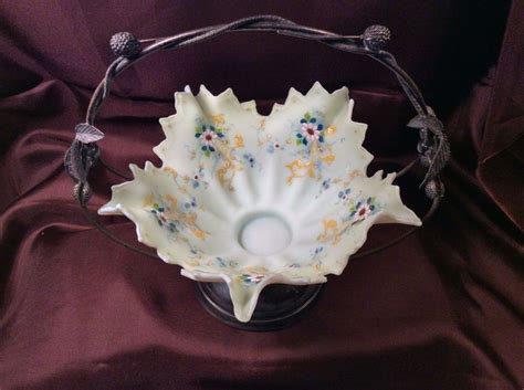 Antique Victorian CUSTARD Vaseline Uranium Satin Glass Brides Basket