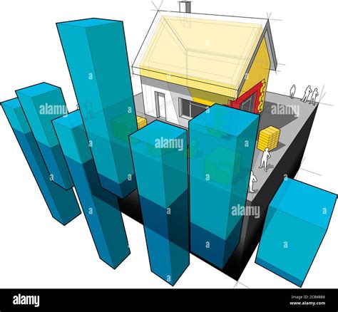 Diagram Of A Detached House With Additional Wall And Roof Insulation