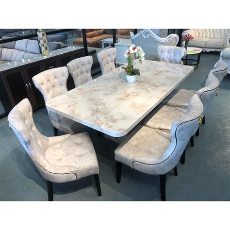 Free Intsall Dining Set Chesterfield Exclusive Full Marble Table