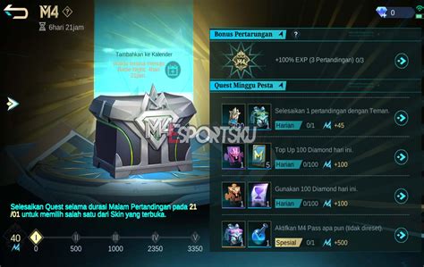 Cara Dapatkan Skin M4 Pass Epic Mobile Legends ML Esportsku