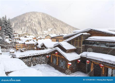 Snow Town In Winter Season At Harbin China Stock Image Image Of