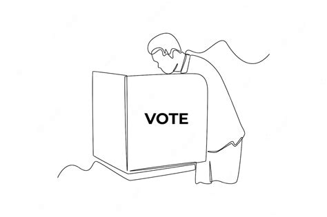 Premium Vector Continuous One Line Drawing Man Casting Their Ballots