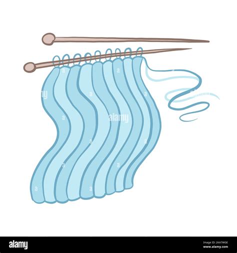 Vector Color Illustration Of Sample Of Knitted Pattern On Knitting