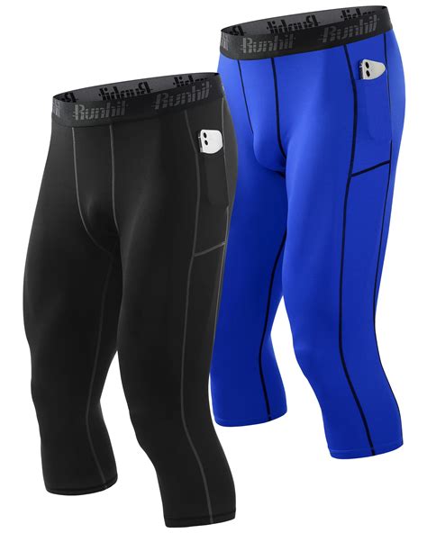 Runhit 3 4 Compression Pants Men With Pockets 2 Pack Running Pants