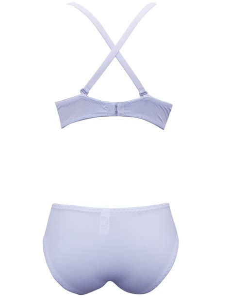 Hana Hana Lilac Embroidered Full Cup Bra Bikini Knickers Set Size To C Cup