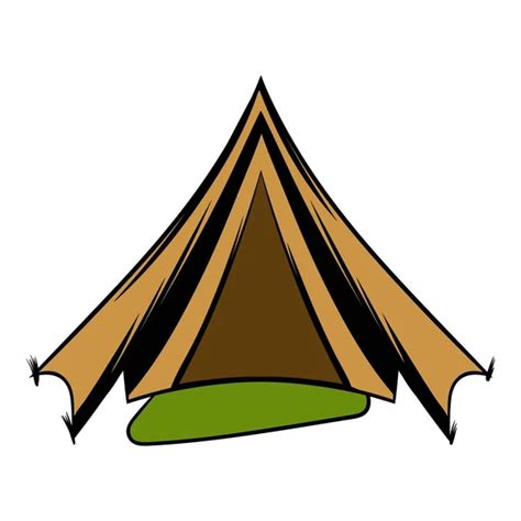 Hand Drawn Vector Camp Tent Clip Art Isolated White Background Stock