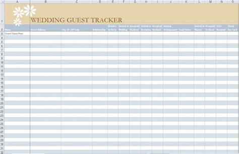 Wedding Guest List Template | Wedding Guest List