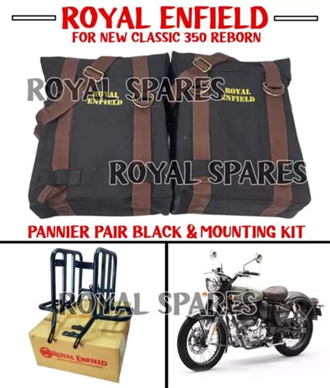 Royal Enfield Paire De Pannier Noire Et Kit De Montage Pour New