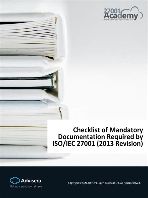 Checklist Of Mandatory Documentation Required By Iso Iec 27001 2013 Revision Pdf