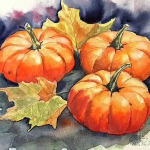 Three Pumpkins By Hilda Vandergriff Autumn Painting Fall Canvas