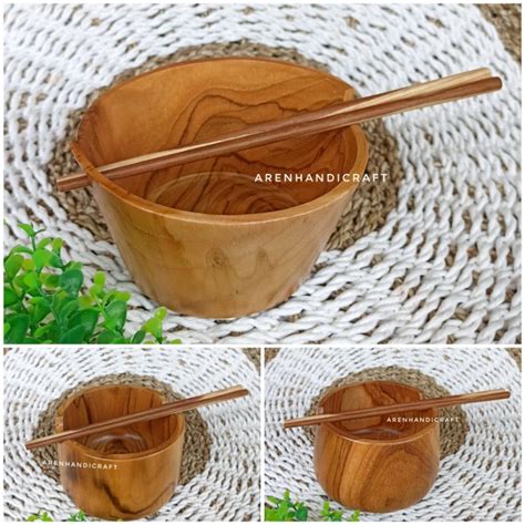 Jual Arenhandicraft Mangkok Ramen Kayu Jati Varian Shopee Indonesia