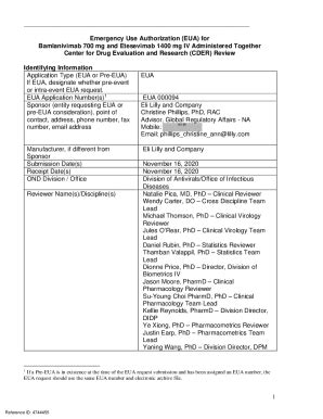 Fillable Online Emergency Use Authorization Eua For Bamlanivimab