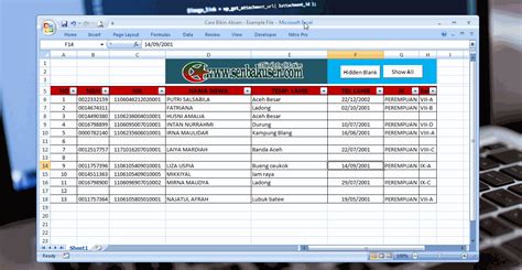 Cara Menyembunyikan Row Baris Kosong Yang Berada Diantara Tabel Data