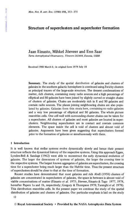 (PDF) Structure of superclusters and supercluster formation