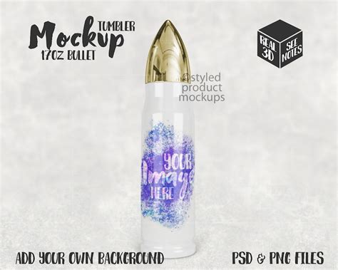 Dye Sublimation 17 Oz Bullet Tumbler Mockup Add Your Own Etsy