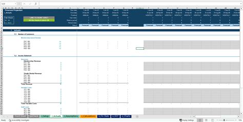 Excel Template Rental Business Financial Projection Statement Model