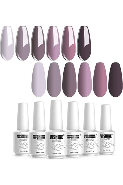 Vishine Gel Nail Polish Set Nude Gray Series 6 Colors Nail Art Gift