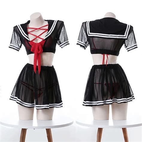 Japon S Conjunto De Lingerie Lolita Bandagem Transparente Cosplay Traje