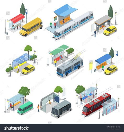 Public Transport Modern Town Waiting Station Stock Vector Royalty Free 1807400413 Shutterstock