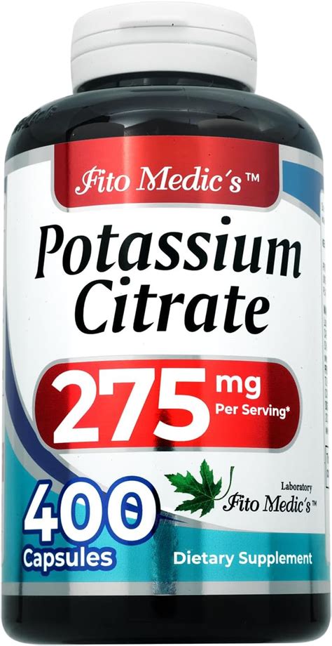 Lab Potassium Citrate 400 Capsules 275 Mg Potassium Supplement Potassium