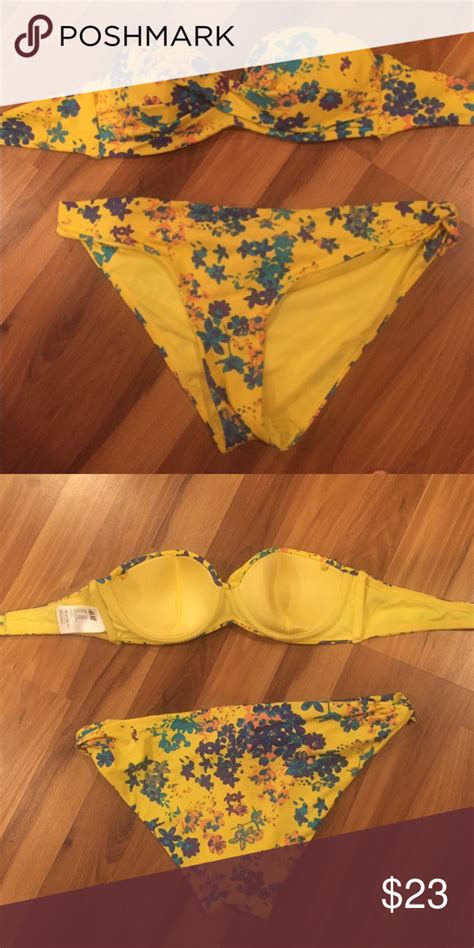 Strapless Yellow Floral Bikini Bikinis Floral Bikini Brazilian Bikini