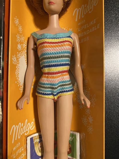 Mint Midge Bendable Legs Barbie Doll 1965 1080 Ash Blonde In Box Japan