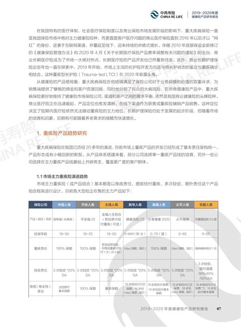 中再寿险：2019 2020年度健康险产品研究报告 重疾险 报告 医疗险 新浪科技 新浪网