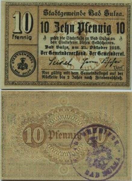 Pfennig Ciudad De Bad Sulza Sajonia Weimar Eisenach Numista