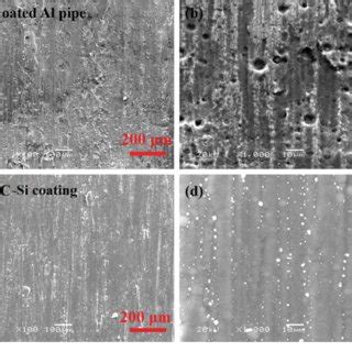 Surface Morphologies Of 6063 Al Pipe A B And DLC Si Coating C