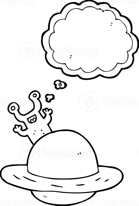 Hand Drawn Thought Bubble Cartoon Alien Planet 44990256 Png