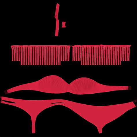 Fringe Bandeau Top And Bikini Swimwear Model Turbosquid