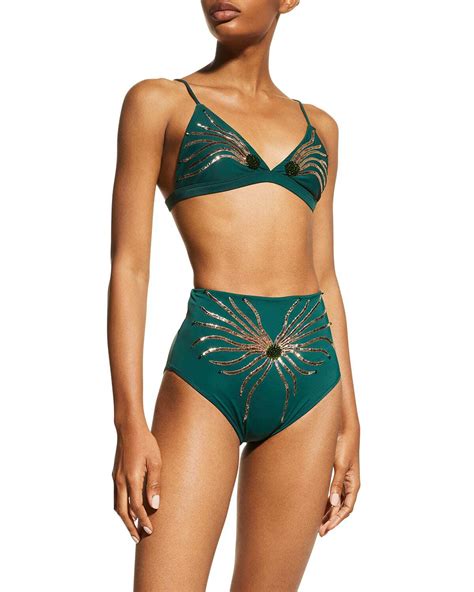 Buy OCEANUS Ursula Embroidered Two Piece Bikini Set Green At 75 Off