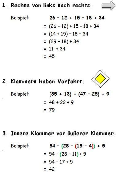 Herta Lebenstein Realschule Lernpfad Addition Und Subtraktion 4 Rechnen Mit Klammern Summen