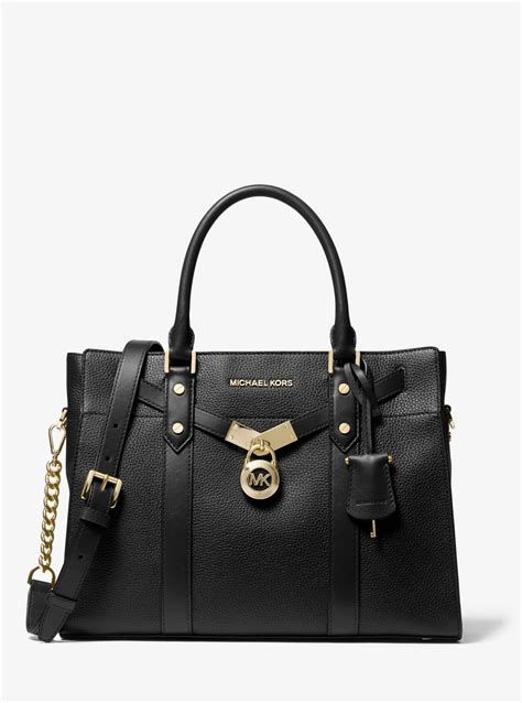 Michael Kors Nouveau Hamilton Small Pebbled Leather Satchel In Black Lyst