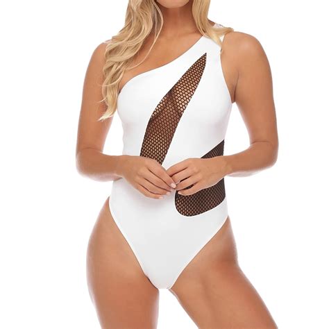 ANINEO Women Swimwear Summer Fashion Hollow Mesh Solid Color Monokini Sexy Skintight Bikini