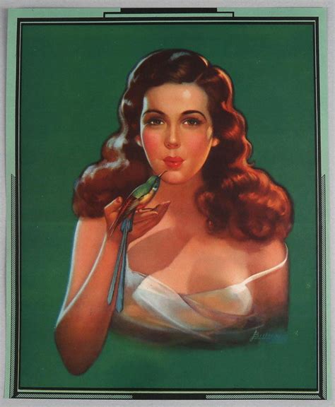 1940s Mexican Art Deco Pin Up Poster Gorgeous Jose Bribiescas Maiden With Bird 1891379642