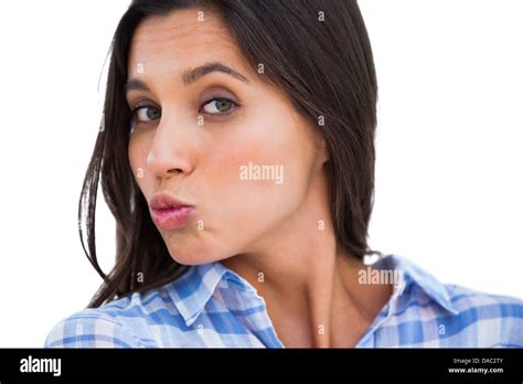 Brunette Making Kissing Face At Camera Stock Photo Alamy