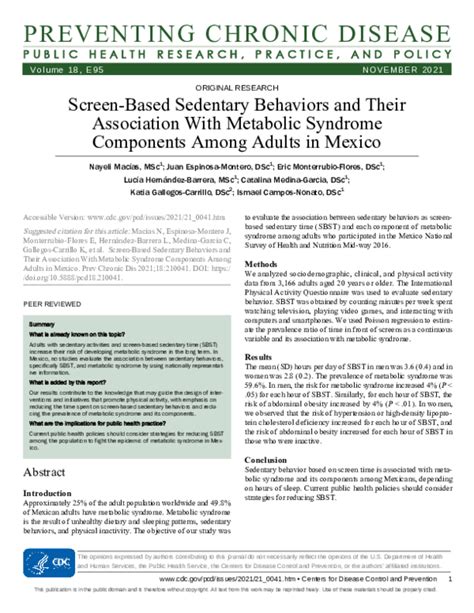 Pdf Screen Based Sedentary Behaviors And Their Association With