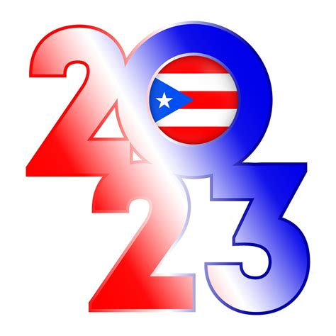 Happy New Year 2023 banner with Puerto Rico flag inside. Vector illustration. 21117747 Vector ...