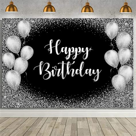 Amazon AIBIIN Happy Birthday Backdrop Banner Black And Silver