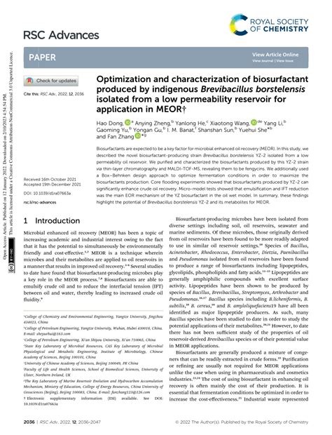 Pdf Optimization And Characterization Of Biosurfactant Produced By